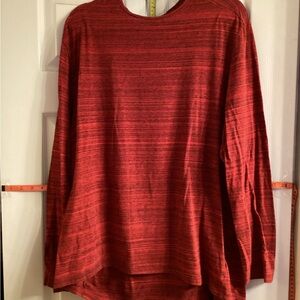 Athletic Works Red Striped Long Sleeve Top